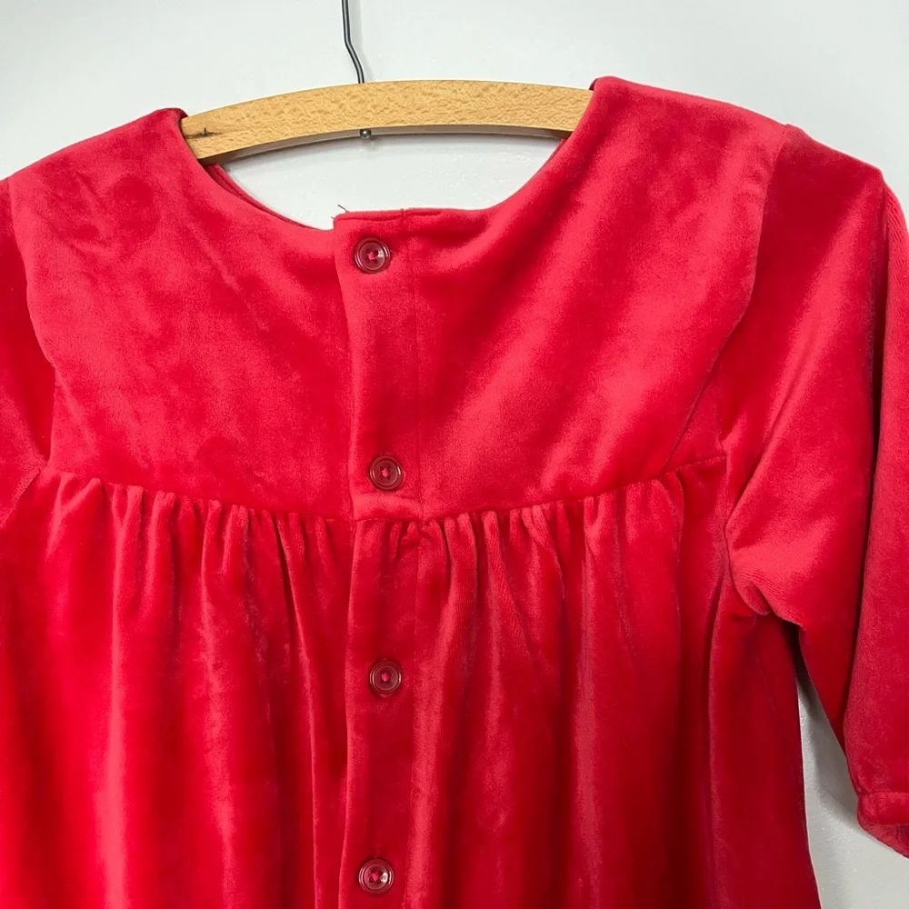 Hanna Andersson Red Short Sleeve Velour Tiered Dress Size 150 (12)
